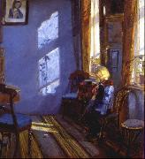 Anna Ancher Sunlight in the blue room France oil painting artist